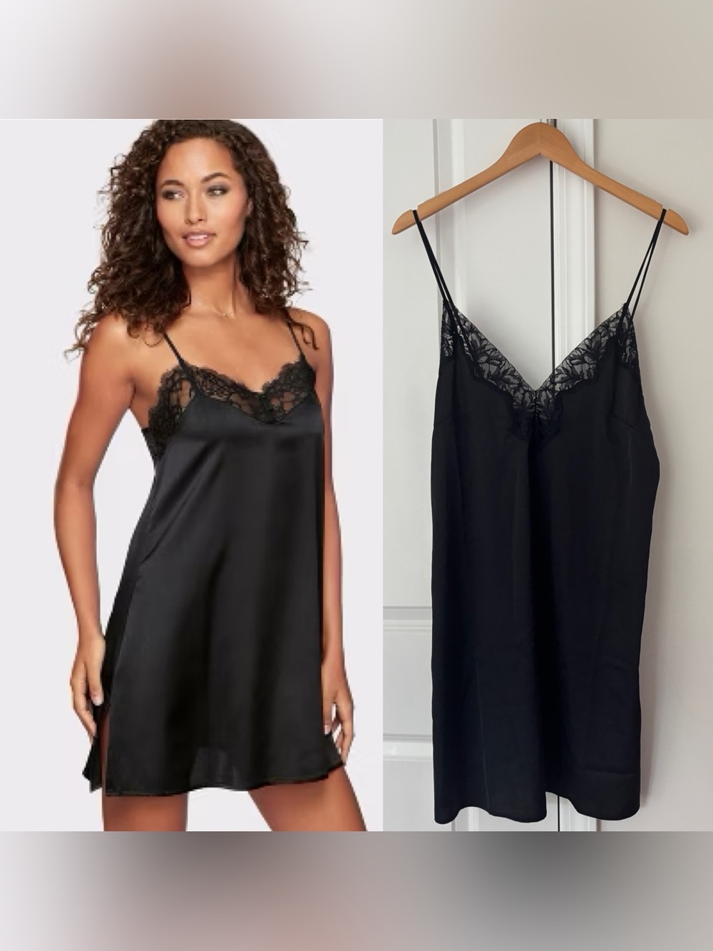 Auden Women’s Satin Lingerie Night Gown Sleepwear Black size M